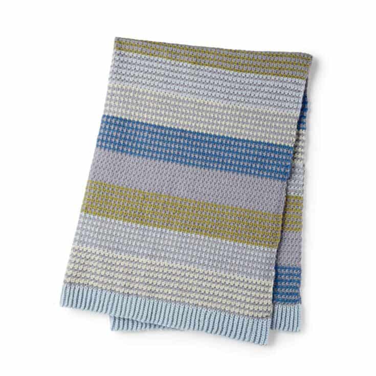 Image for Moss Stitch Striped Crochet Blanket