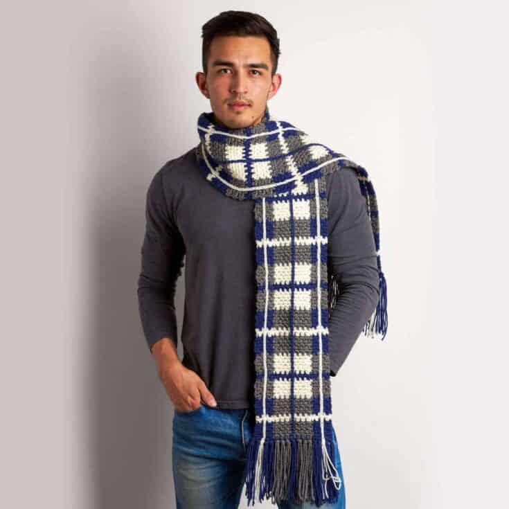 Image for Scotch On the Rocks Crochet Plaid Scarf